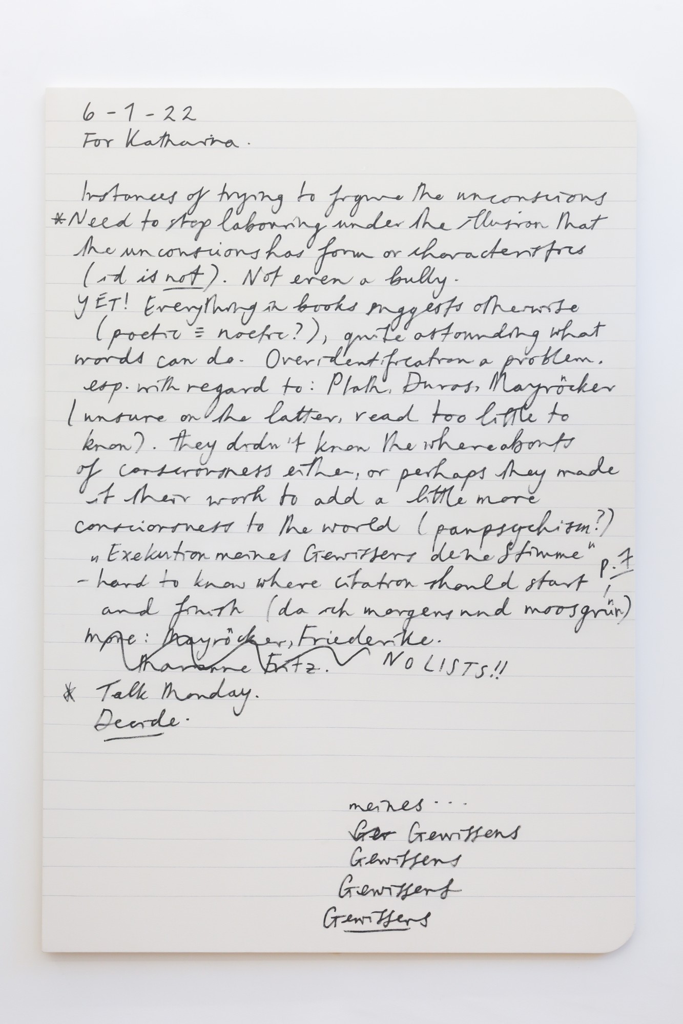 Katharina Schilling & Miriam Stoney, Note, 2022